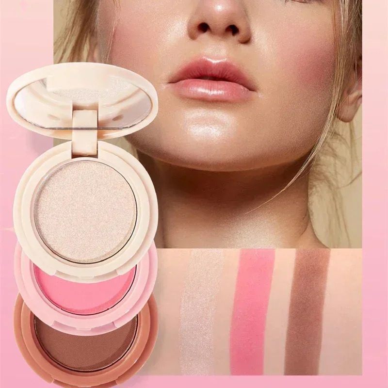 Highlighters Bronzer Contouring Palette AllinOne Glitter Face Highlighting Fine Blush 3in1 Women Makeup 250219