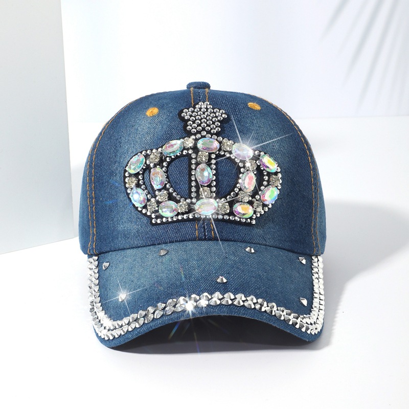 Japan and South Korea with diamonds baseball cap casual wild inlaid diamond duck tongue cap BOSS letters crown decoration cowboy sun hat sub