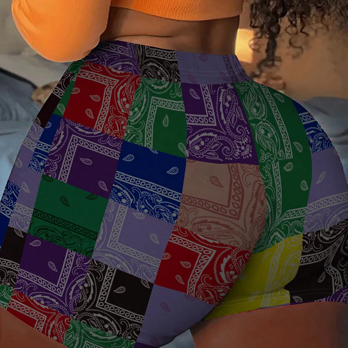 Summer plus size shorts for women fashionable letter print tight 250228Z