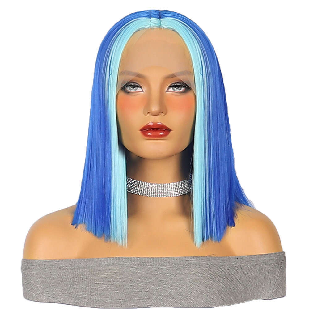 HD Front Lace Wig Front Female Hand Hook BOBO Head Short Straight Fiber Loop Headset Lace Wig Black