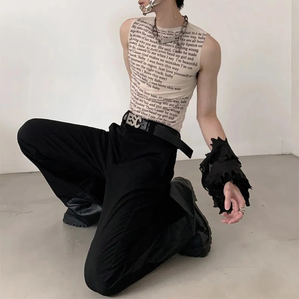 Sexy Tank Top Mens Mesh Tight Stretch Vests Trend Fashion Y2k Streetwear Singlet Sleeveless Top Tees LGBT Unisex Undershirts 250226