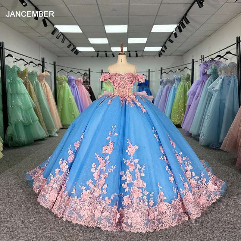Custom Elegant Ball Gown Quinceanera Appliques Off Shoulder Prom Formal Birthday Party Dresses 15