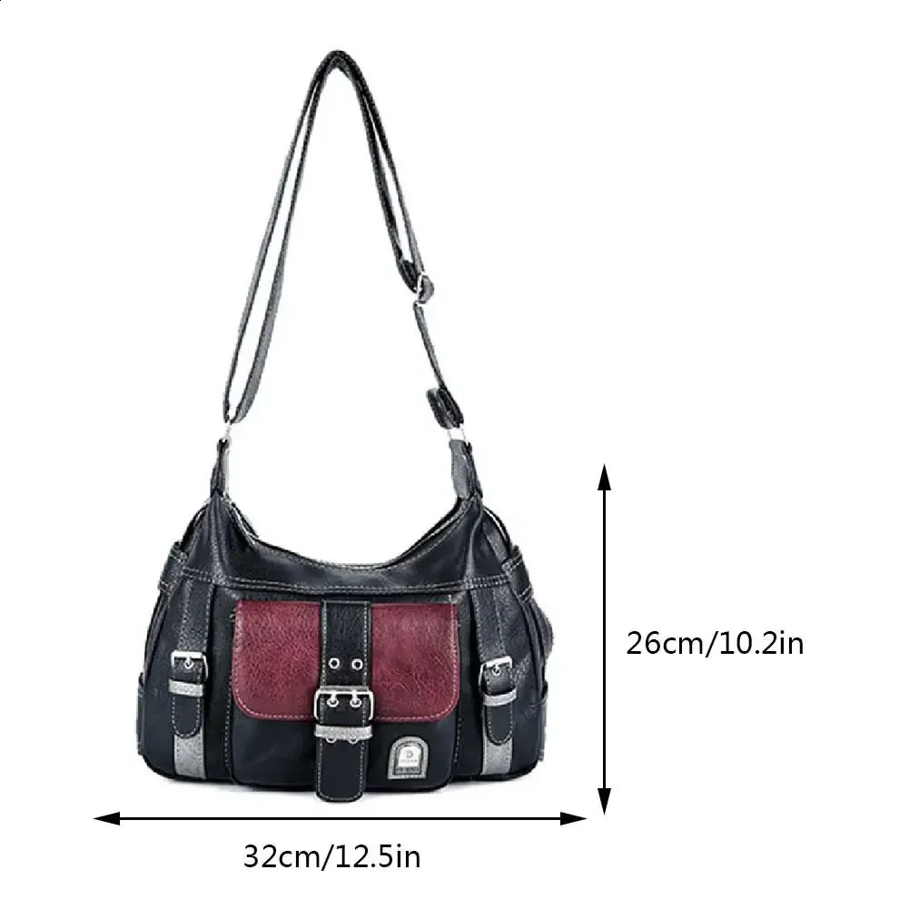 Ship from US Y2K Vintage Crossbody Bag Womens Tote High Quality PU Leather Shoulder Hip Hop Messenger Female Large Handbag 250227FBB