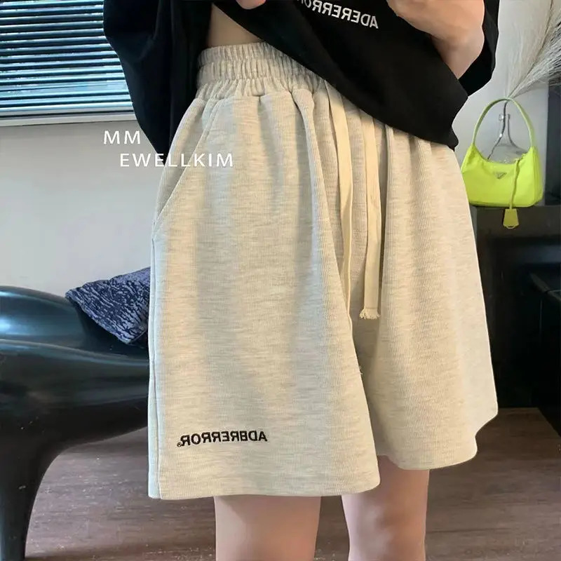 100 cotton shorts Ins sports summer and Korean loose fit straight width casual pants 250228Z