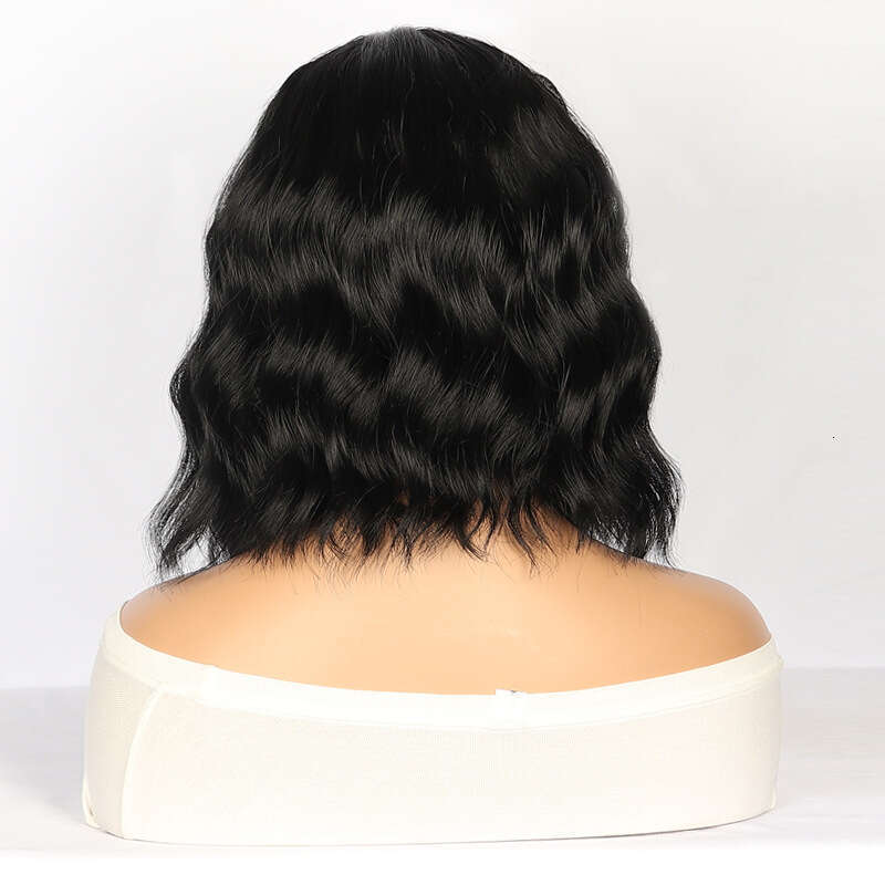 HD Front Lace Wig Front Female Hand Hook Fluffy Water Ripple Short Curly Fiber Headset Lace Wig Black