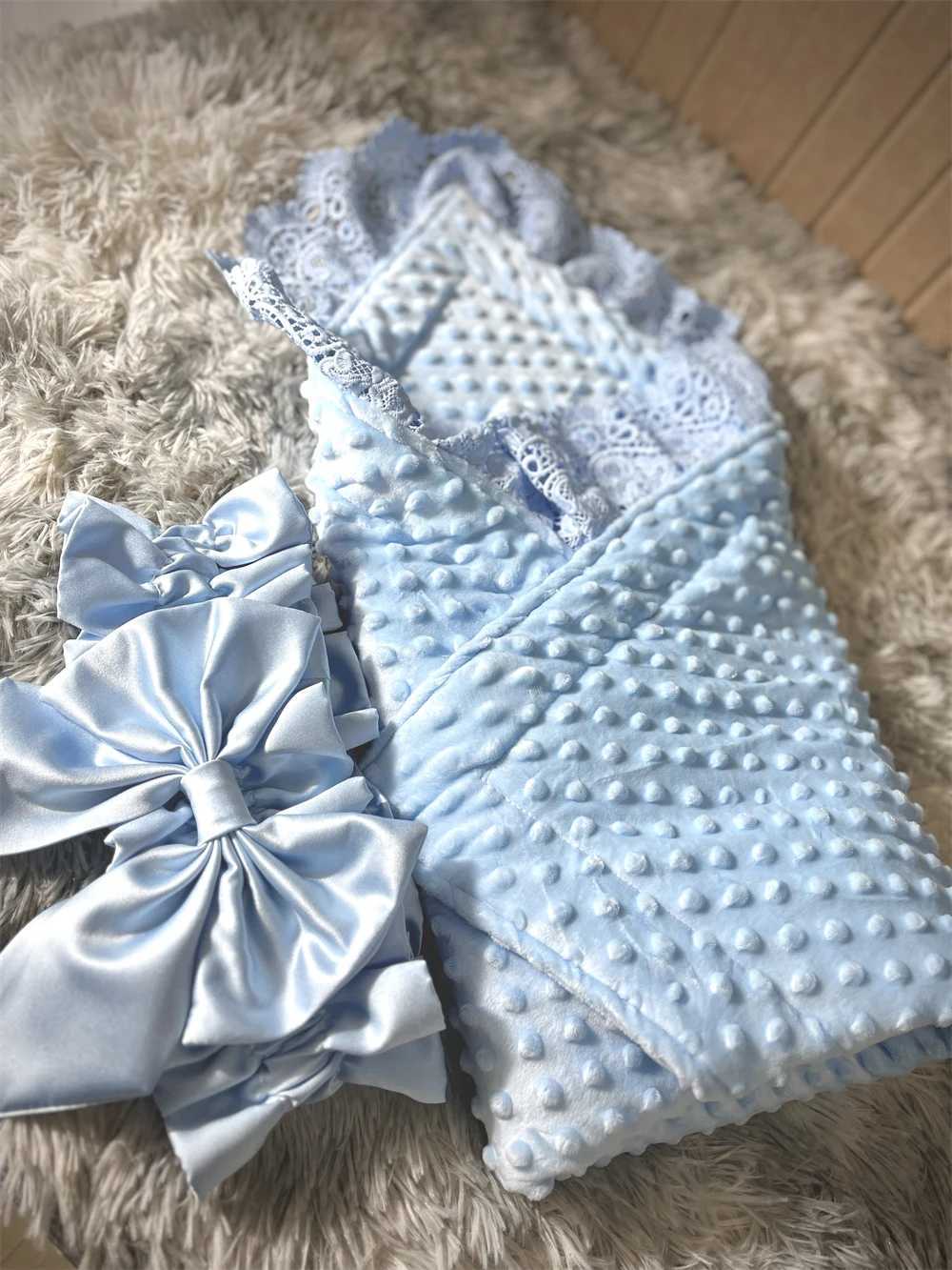 Baby Winter Swadle Blanket Boys and Girls French Lace Basic Reception Blanket Super Soft Newborn Registration Form Sleep Packaging Z250228