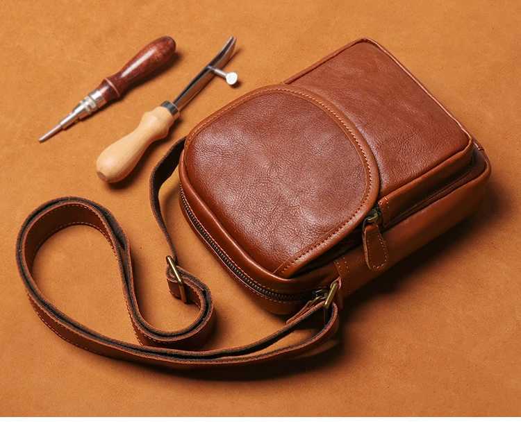 2025S Designer GURO High Quality Head Layer Cowhide Bag Mens Genuine Leather Small Crossbody Mans Satchel Daily Mobile PouchC250222 Shoulder crossbody