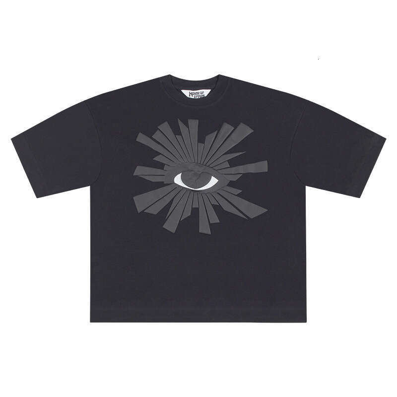 Small and trendy House of Errors Truth Eye Foam Printed Vibe Feng Shui Washed Old Short sleeved T-shirt