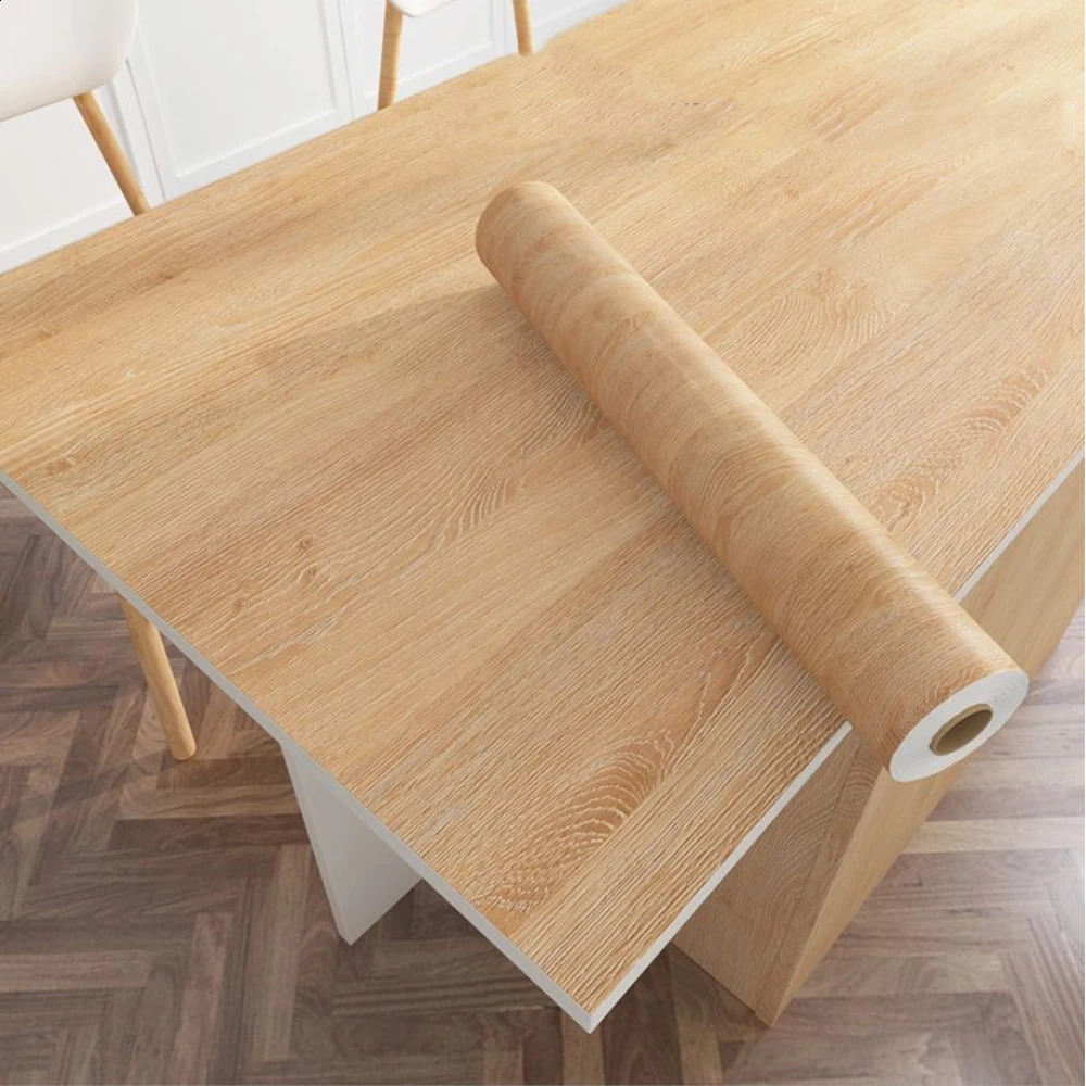 Wood Grain PVC Wallpaper for Door Wardrobe Cupboard Table Furniture Waterproof Self Adhesive Stickers Home Decor Film 250228