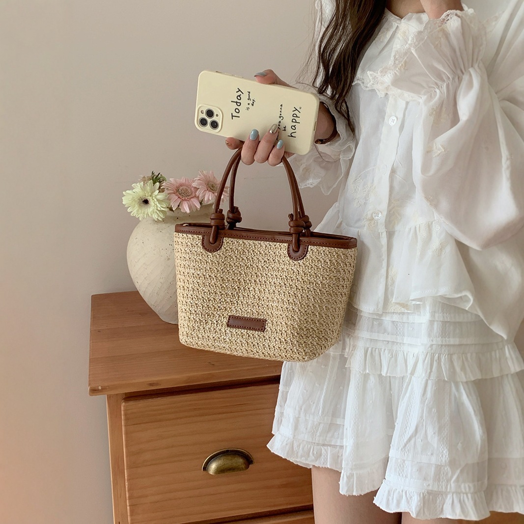 Summer New Korean Edition Grass woven Cabbage Basket Crossbody Fashionable and Simple Bucket Bag for Women #swissmilitary