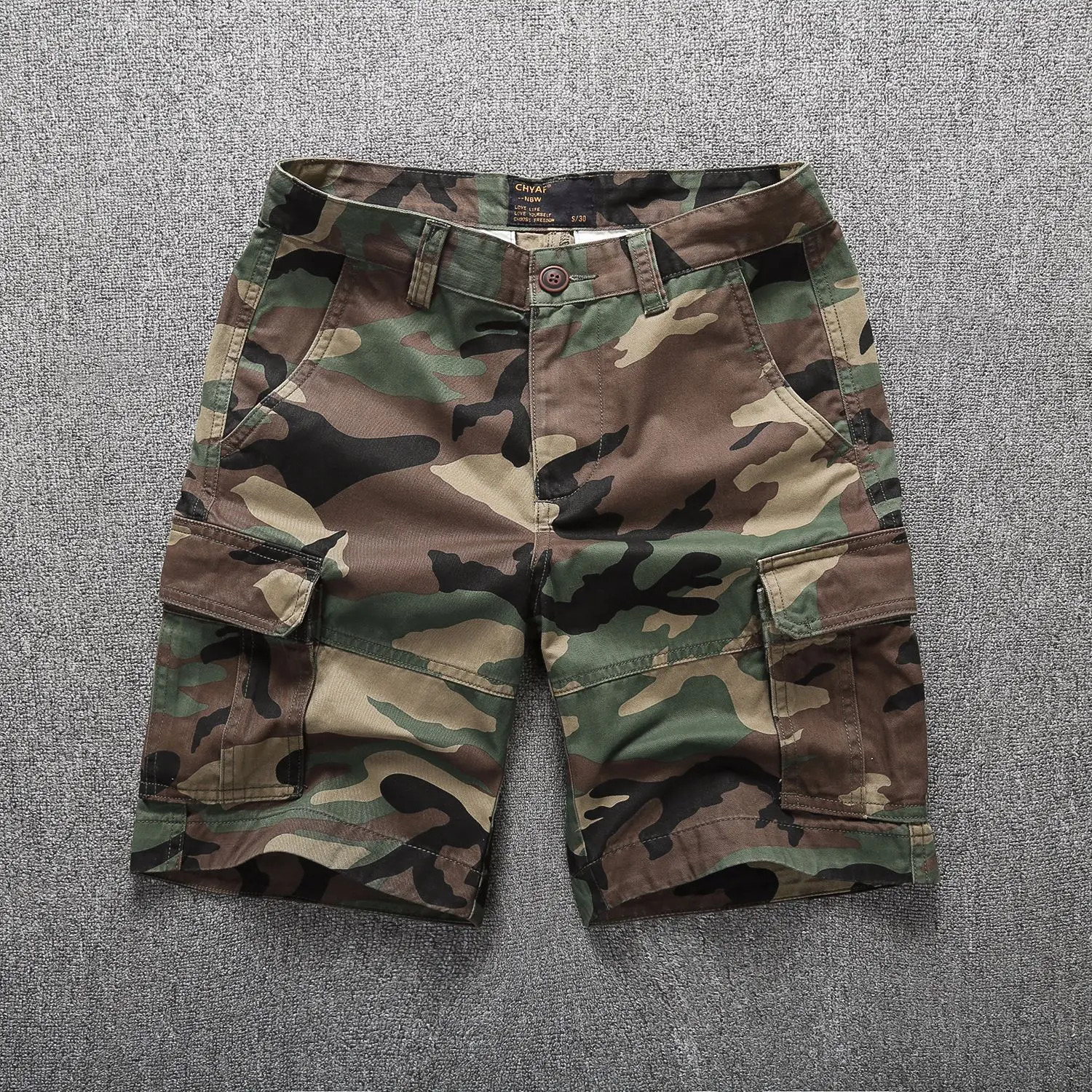 Mens Casual Cargo Shorts 100% CottonAmerican StyleTooling Short PantsMulti-Pocket Camouflage PantsSummerest 250225