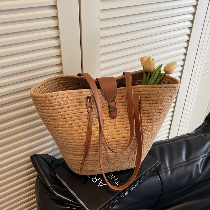Straw for women 2025 new leisure vacation beach woven shoulder large capacity commuting tote bag #swissmilitary
