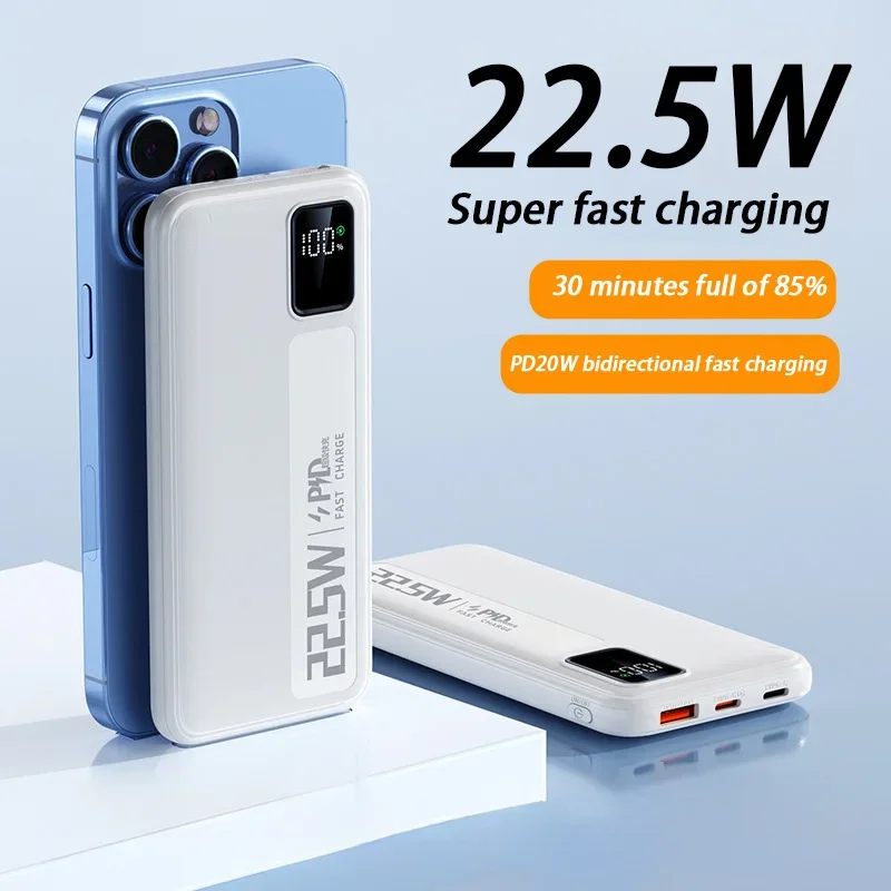 30000mAh High Capacity Power Bank 22.5W Fast Charging Powerbank Portable Battery Charger For Android Samsung Huawei NEW