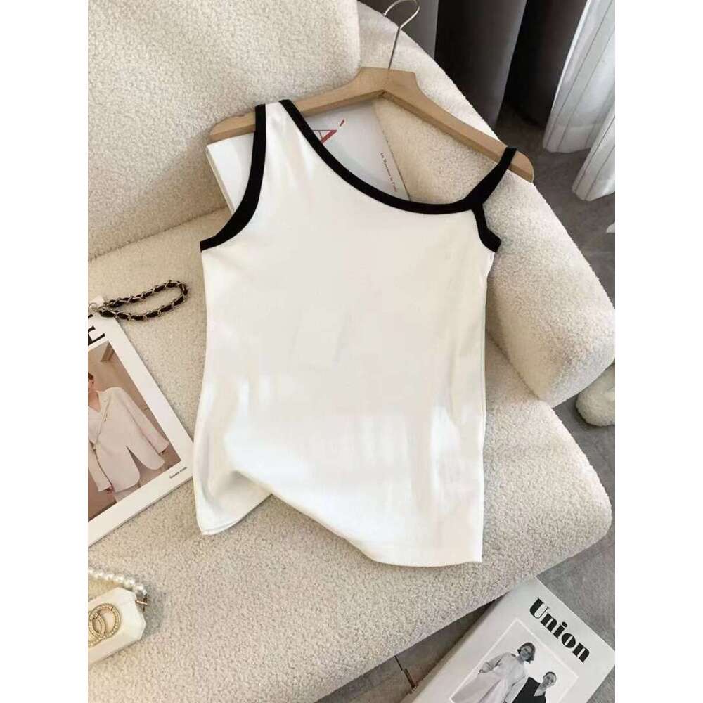 Spicy Girl Design With Irregular Slng Shoulder Suspender, Women's Spring And Summer New Slim Fit Base Vest