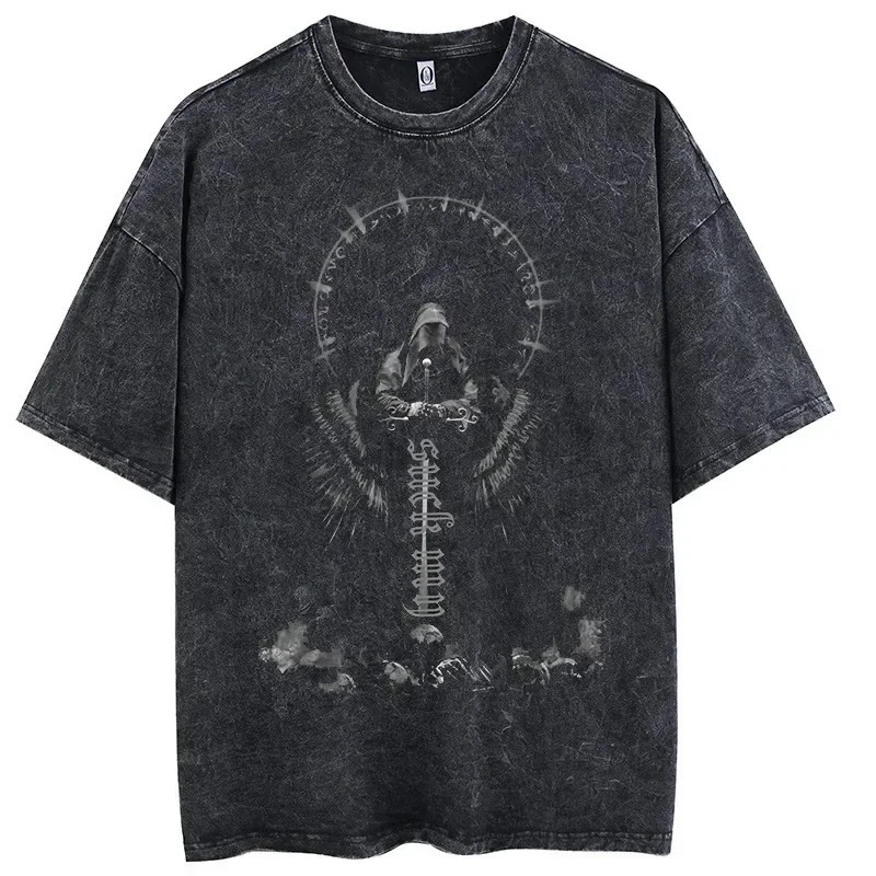 Retro black womens tank top 100% pure cotton mens hip-hop punk rock sleeveless T-shirt Gothic vest Y2K clothing 250226