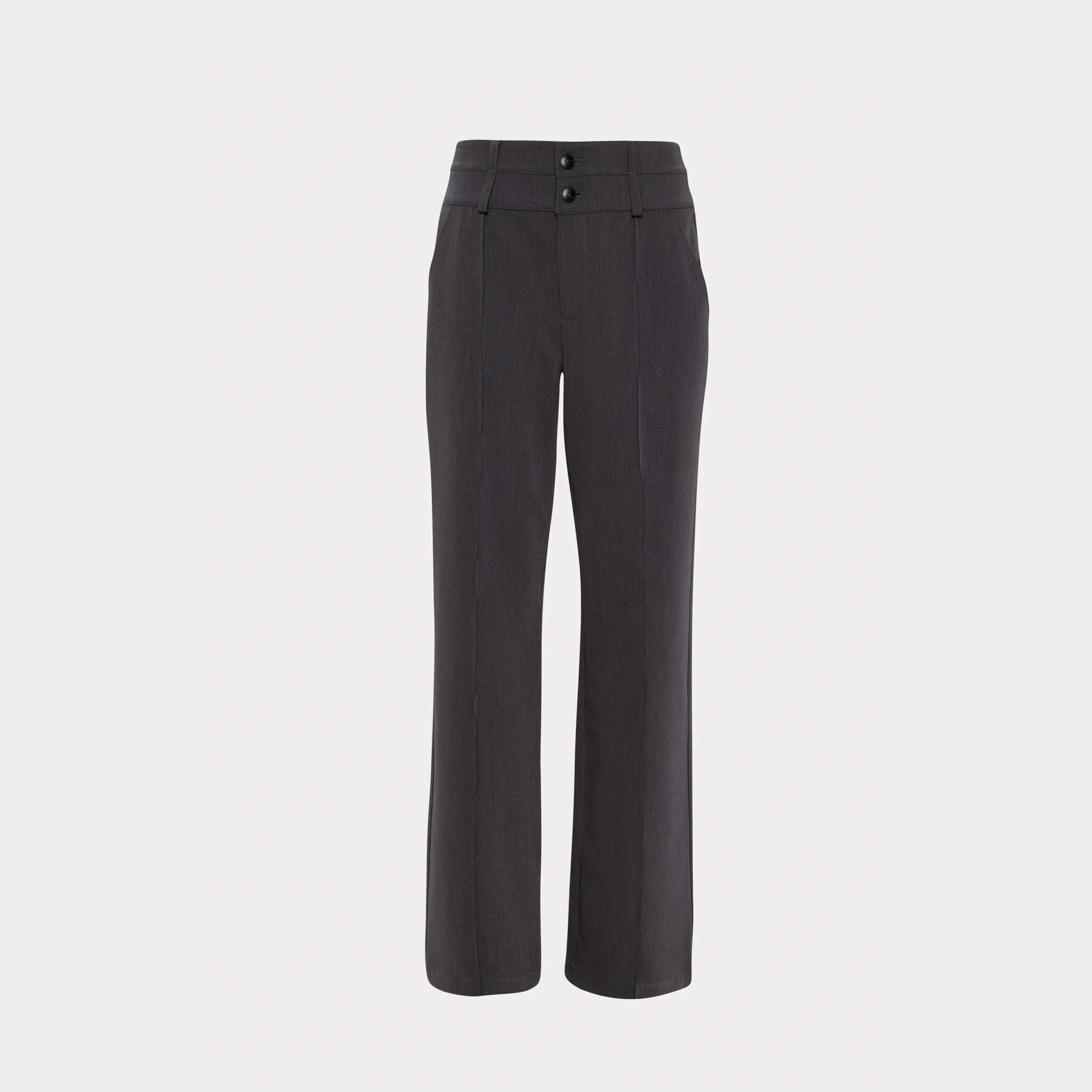 Women's Elegant Gray Straight-leg Pants Semi-fitted Mid-rise Blazer Trousers Business OL style