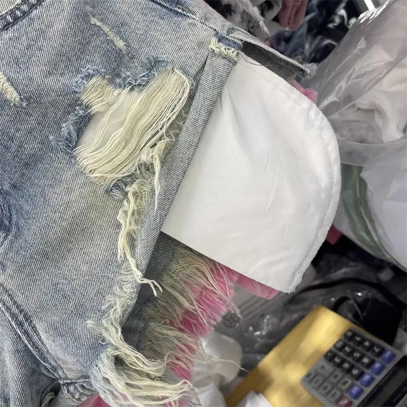 Fashionable womens denim shorts ragged and retro sexy in a word super 250228Z