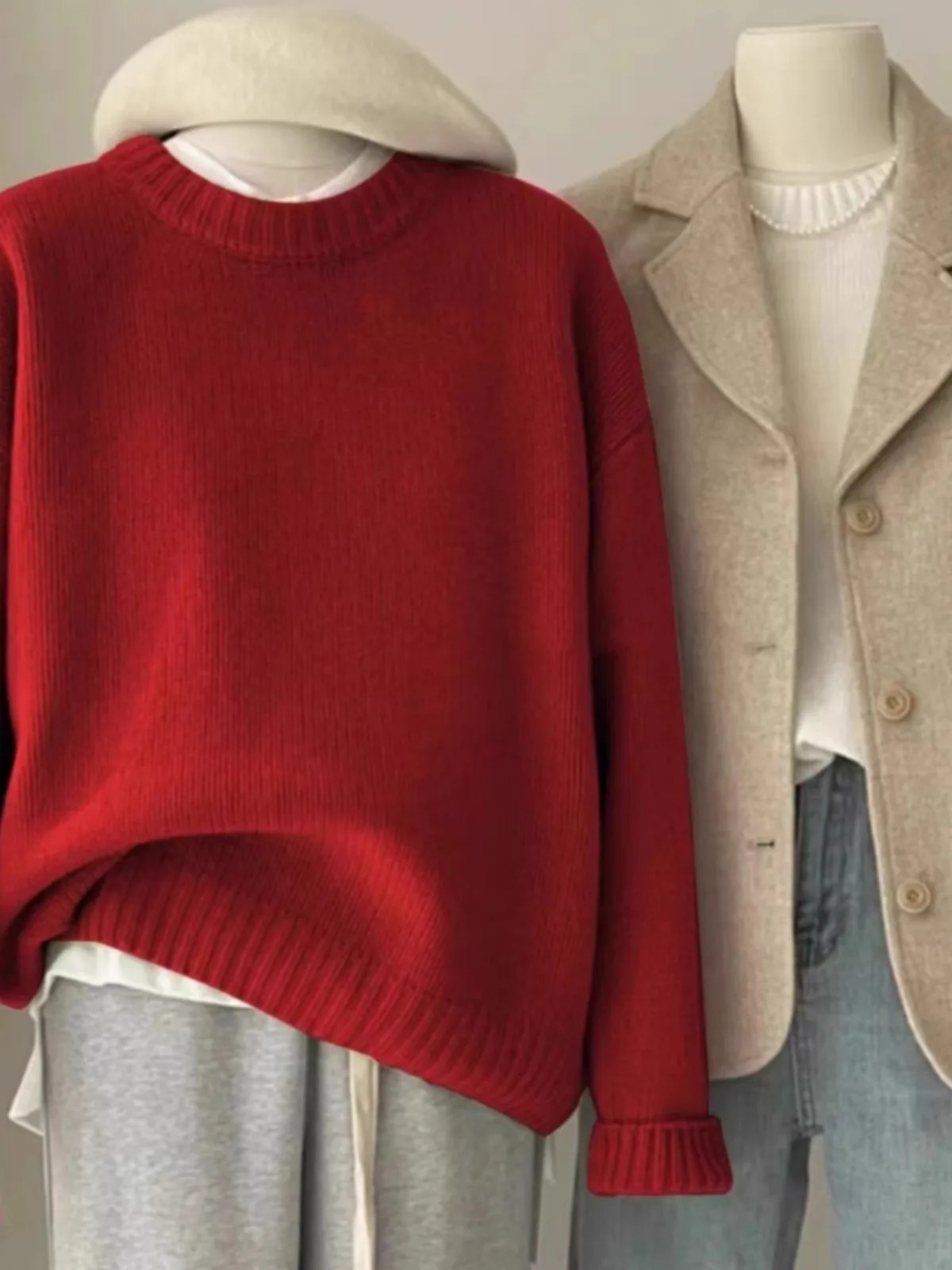 Soft waxy round neck 100 pure cashmere sweater womens loose sweater autumn and winter short base sweater 250227