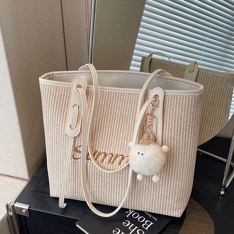 Summer beach vacation straw woven for women large capacity shoulder bag, fashionable commuting tote bag #swissmilitary