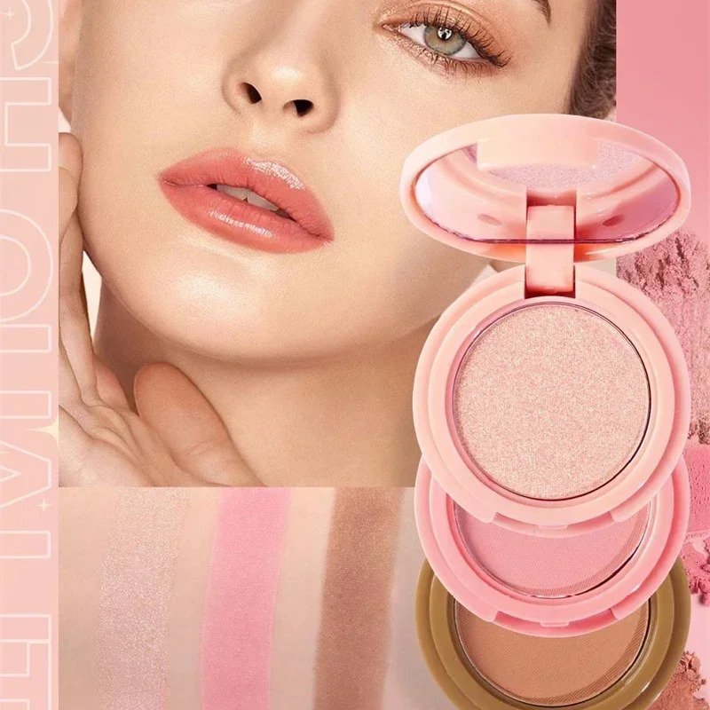Highlighters Bronzer Contouring Palette AllinOne Glitter Face Highlighting Fine Blush 3in1 Women Makeup 250219
