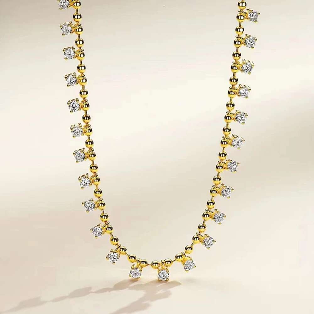 WUIHA Gold Plated Sterg Sier Sparkg Round Cut Lab Sapphire Gemstone Necklaces Fine Jewelry Anniversary Gifts