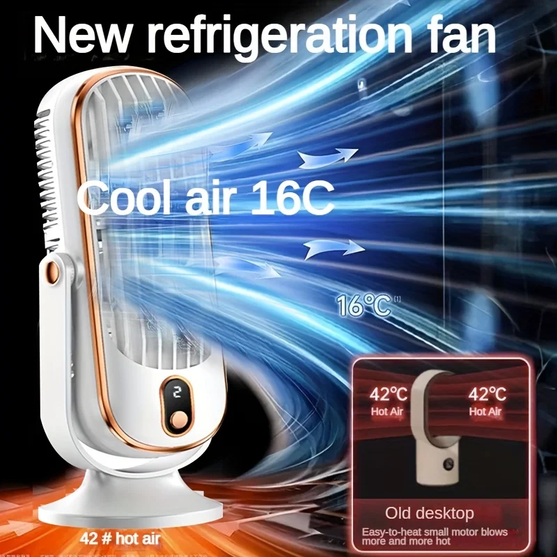 1PC, portable conditioning fan, large battery dual electric motor, small conditioner, 5-speed air cooling fan 720 ° surr
