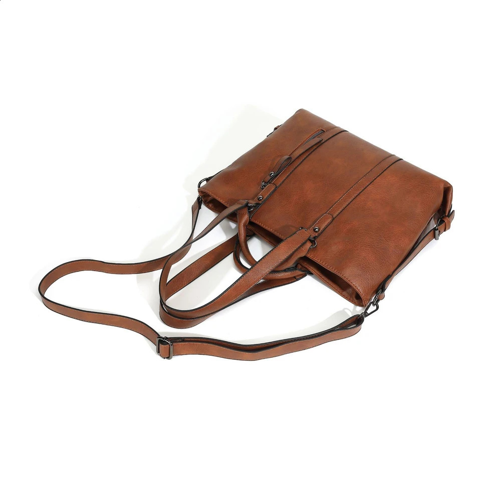 Ship from U.S. Chic Multi-Purpose Tote Crossbody Bag - Soft PU Leather Adjustable Strap - Work Travel Casual Handbag 250228FBB