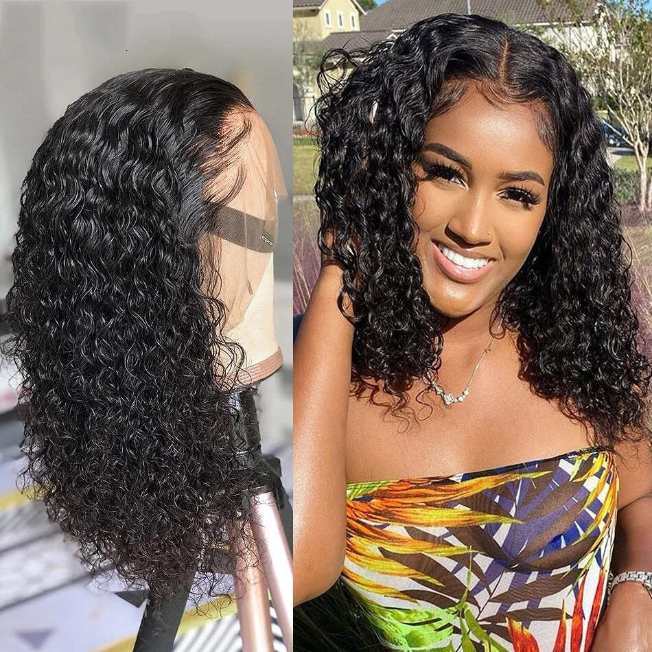 HD Front Lace Wig Female X Forehead Lace Wig Hand Hook Wigs Black Short Wrapped Tube Fluffy Small Curl Set