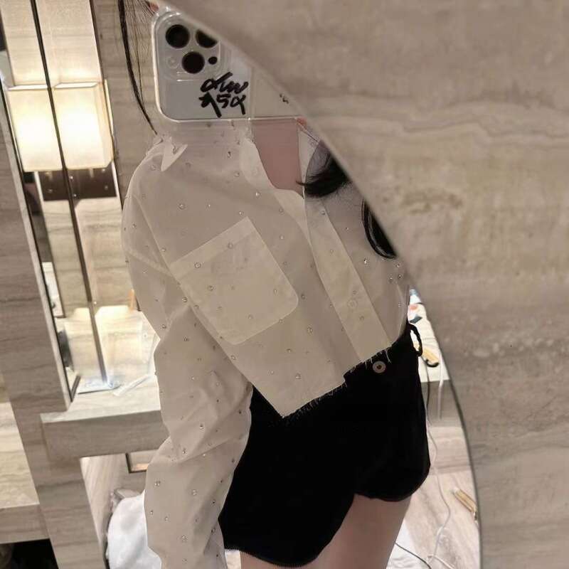 Dia Studded Starry Sky Shirt With Polo Collar, Long Sleeved New Style, Simple And Niche, Few Outerwear Tops