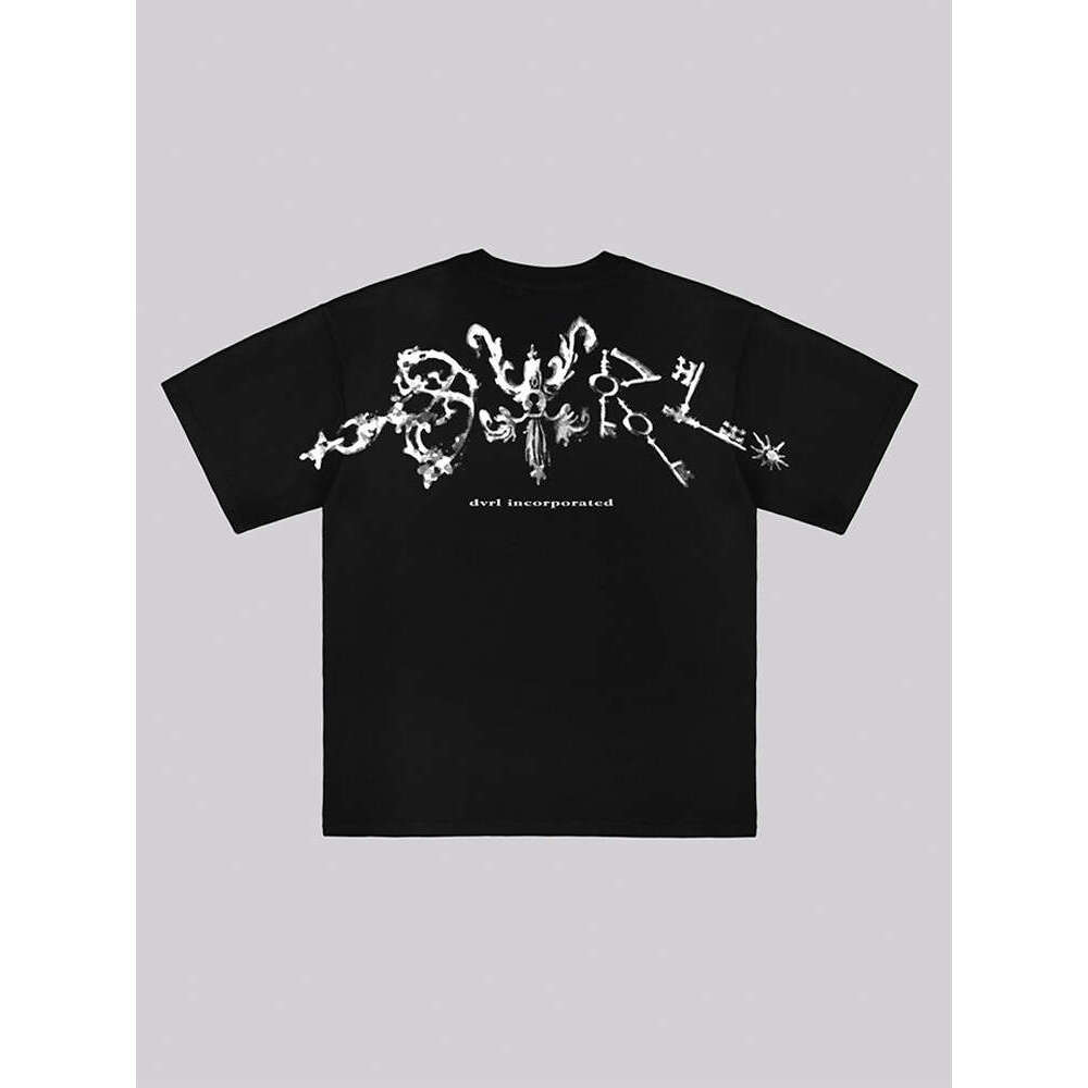 Summer print Gothic style contrasting color fashion trend versatile short sleeved T-shirt top for men and women 2025