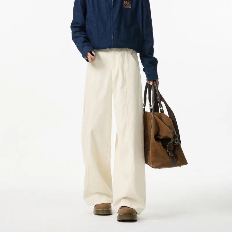 Spring Corduroy Pants Men Oversized Straight Beige Casual Pants Men Streetwear Loose Wide Leg Pants Mens Vintage Trousers M-3XL 250227