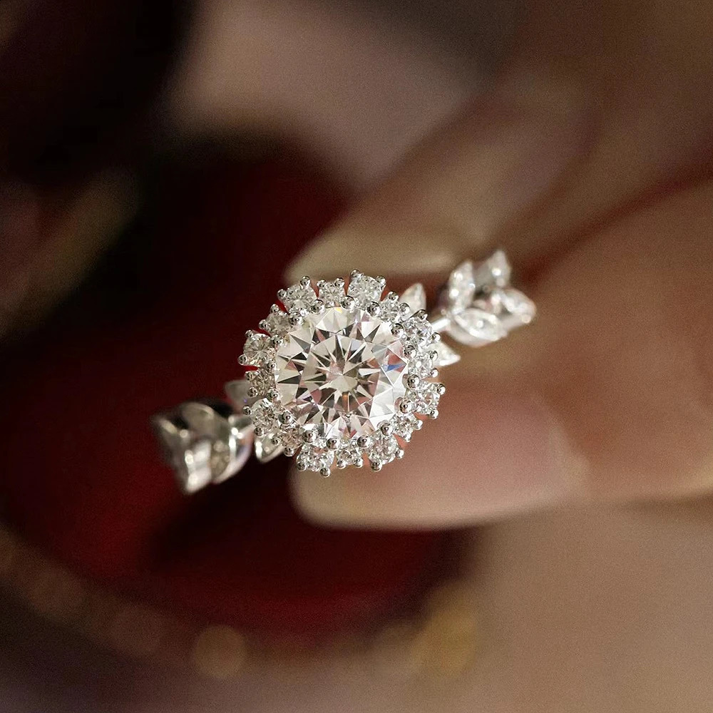 Snowflake Engagement Rings for Women 1carat D Color Diamond Wedding Ring with Gra Certificate 925 Silver Fine Jewelry 250219