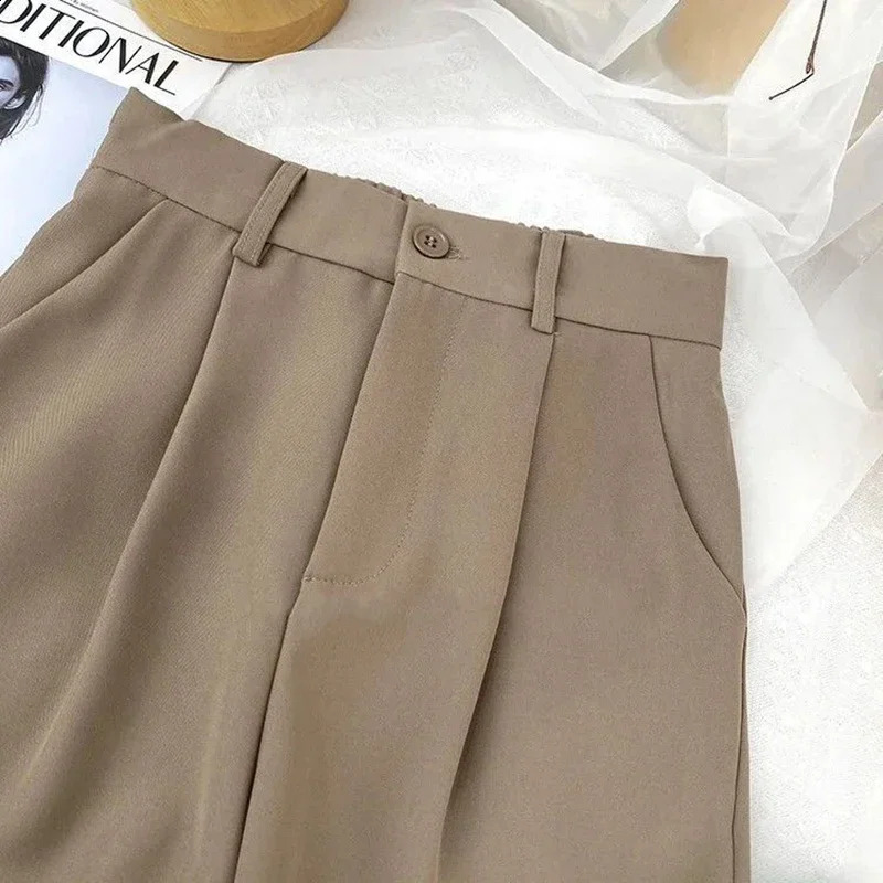 Fall Spring Black Suit Haren Pants Women 2024 Fashion Elastic High Waist Casual Trousers Woman Korean Style Solid Office Pant 250226