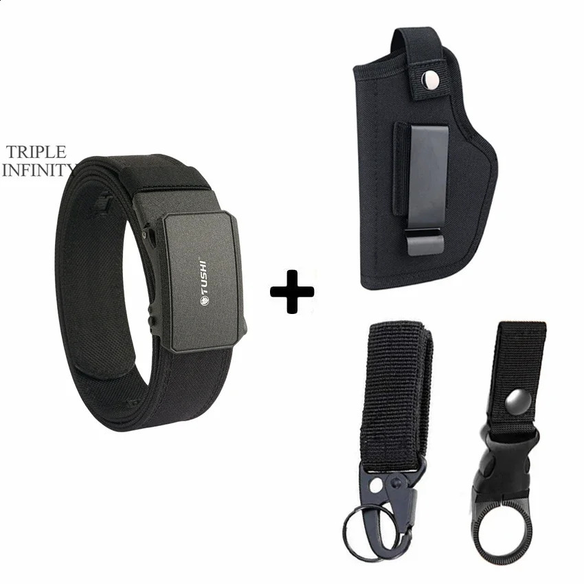 Metal Automatic Buckle Hard Tactical Belt Double Layer Thickened Hanging Gun Belts For Men Outdoor 3.8cm Shooting Training Strap 250221