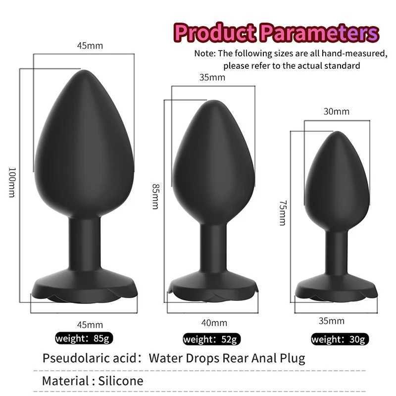 Bdsm Soft Silicone 3 size Anal Plug Rose Sex Toys for Woman Female Anal Butt plug Sexy Kit Adult Goods Toys Man Gay Adult GameW250228