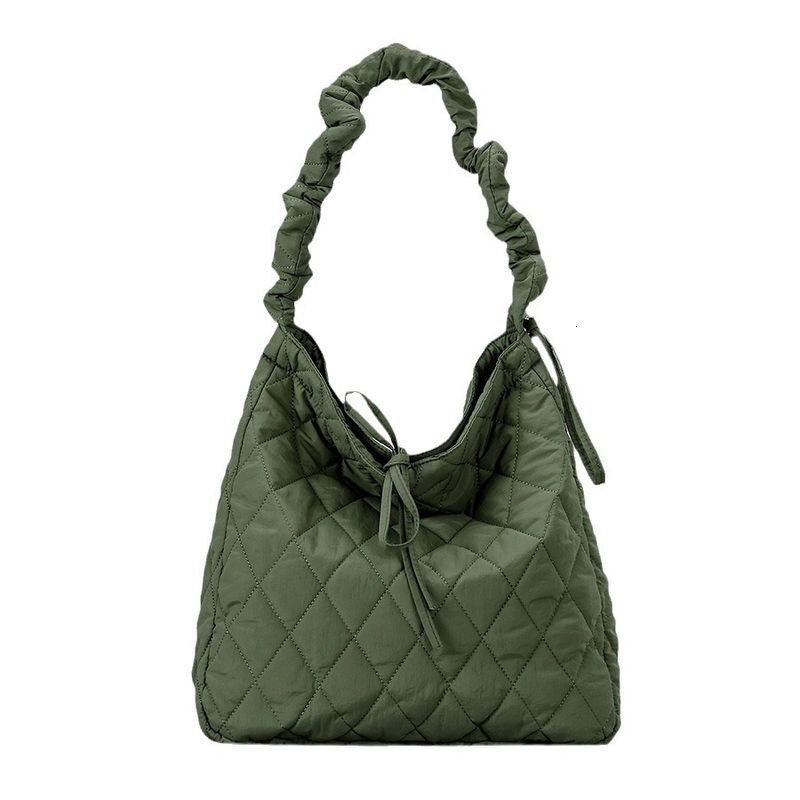 Lage & Bags Large Capacity Dia Filled Cotton Bucket Bowknot Drawstring Shoulder Strap Handbag Quilted Nylon Bag Women Wholesale