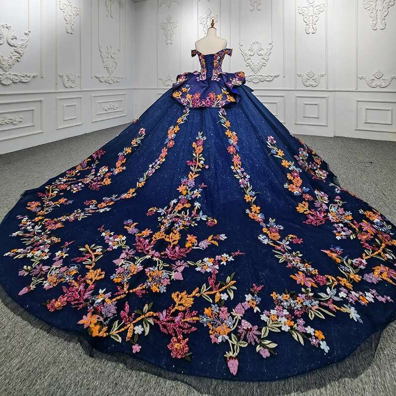 Quinceanera crystal ball dresses 15 years res blue sequins with v neckline beads dy9945 evening party dress 2022