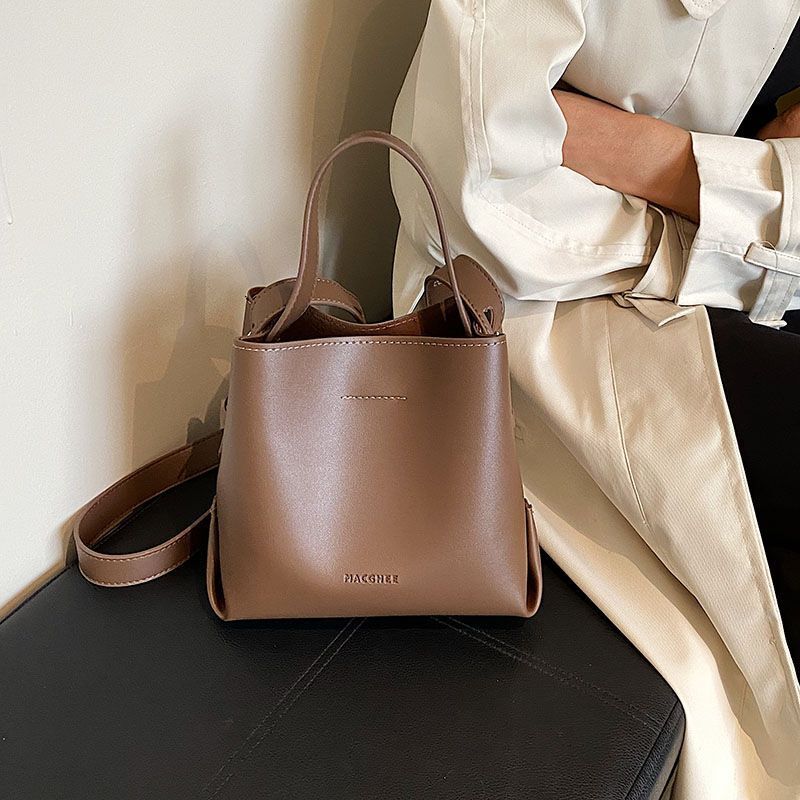 Women's Bag texture crossbody bucket bag autumn single shoulder pu commuter large capacity handbag
