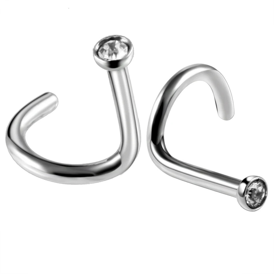 100Pcs/lot 18G 20G Nostril Piercings CZ Crystal Piercing Nose Stud Stainless Steel Star Nose Rings Nariz Piercing Body Jewelry 250227