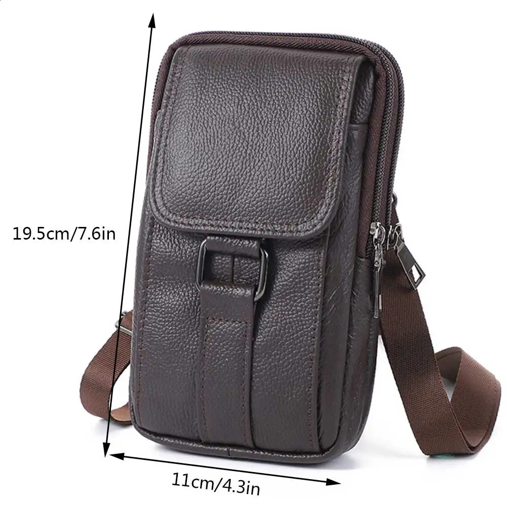 Mens messenger bag denim leather mens phone mini wallet travel waist multiple pockets pocket 250326