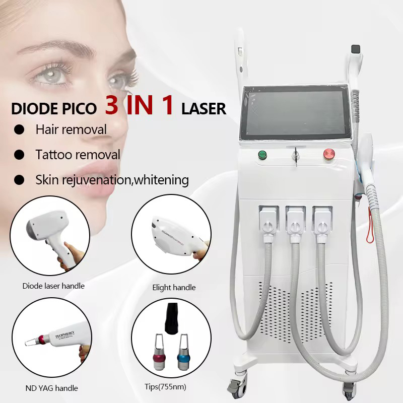 Multi-function! 4 in 1 808nm Diode Hair Removal Machine RF IPL ND.Yag Tattoo Removal Skin Rejuvenation Beauty Machine