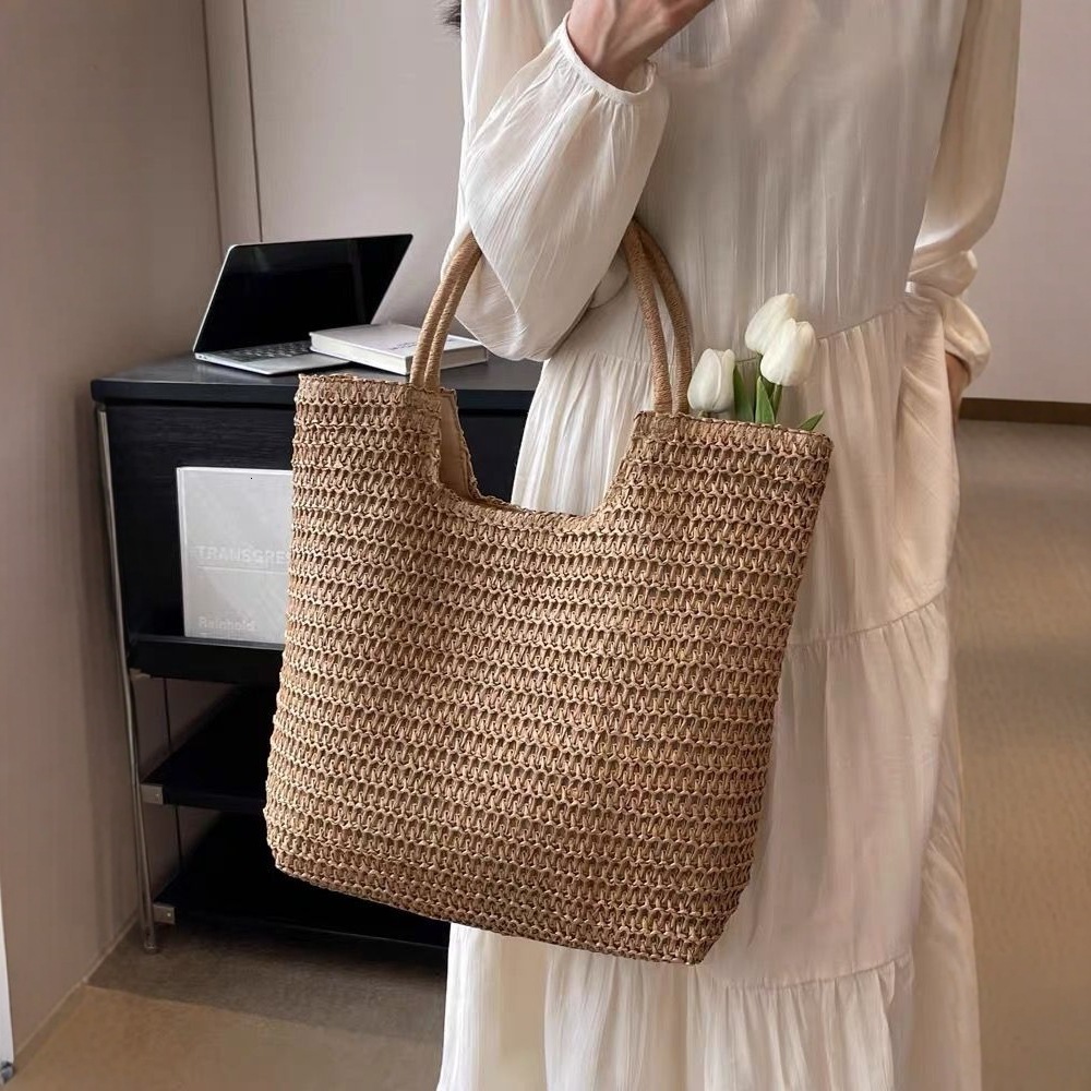 2025Summer Seaside Leisure Vacation Large Capacity for Women Fashion Straw Tote Simple Handheld Shoulder Bag #swissmilitary