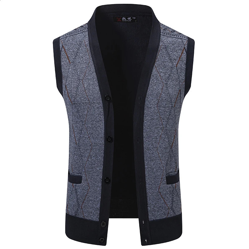 Mens Cardigan Sweater Vest with Autumn and Winter Warm Slim Knit Waistcoat For Men 250228Z