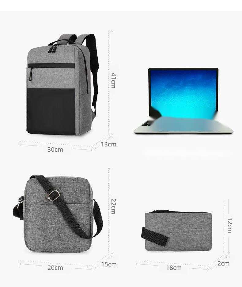 Backpack Mens Large Capacity Trendy Simple Computer Backpack Three Piece Set Multifunctional Usb Charging Backpack Day Backpack Travel Bag 241225