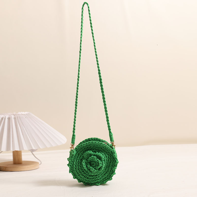 Cute flower crossbody cotton thread internet famous, same round woven bag, vacation style beach bag #swissmilitary
