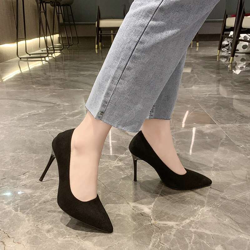 New Pumps Suede High Fashion Office Stiletto Party Shoes Female Comfort Women Heels atos Mujer