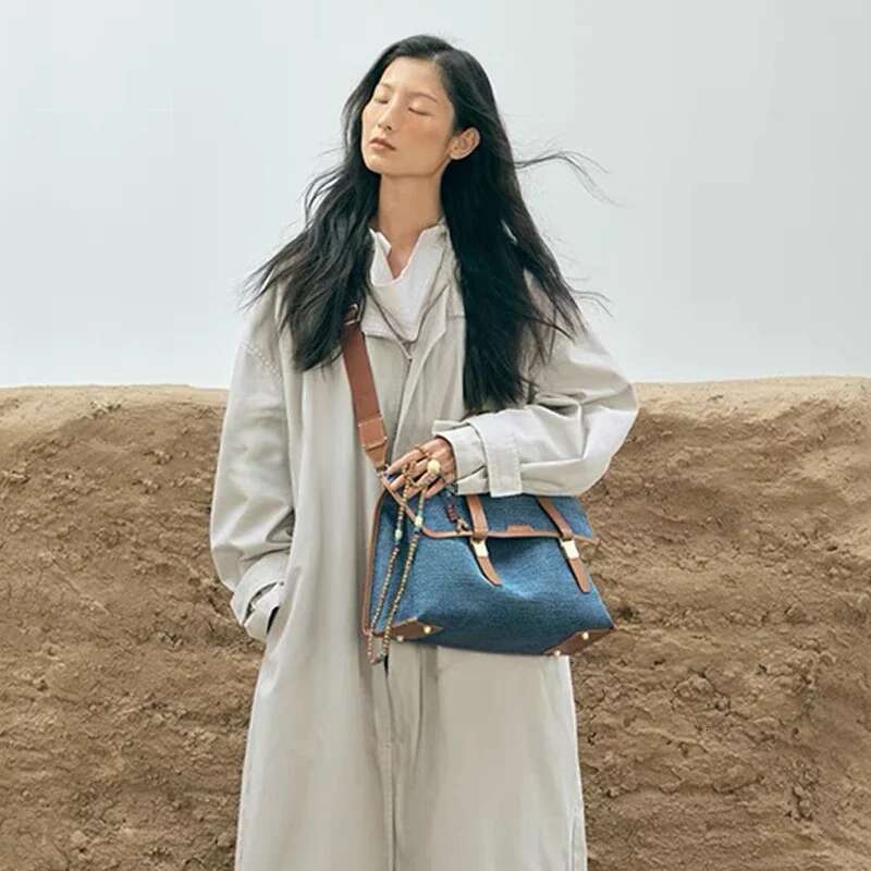 Spring New Song Brand Design Crossbody High Capacity Commuting Briefcase Denim Backpack For Women Tote Bag