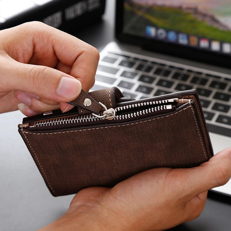 Ship from US Custom Personalized Po Wallets Men Short Wallet n Retro High Capacity Purse Gift for Husband with Zipper Coin Pocket 250228FBB