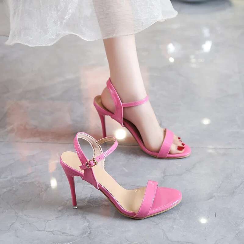 Thin Women's Sexy 2025 Summer High Heels Fashion Open Toe Sandals Buckle Party Wedding Shoes Large Size 45