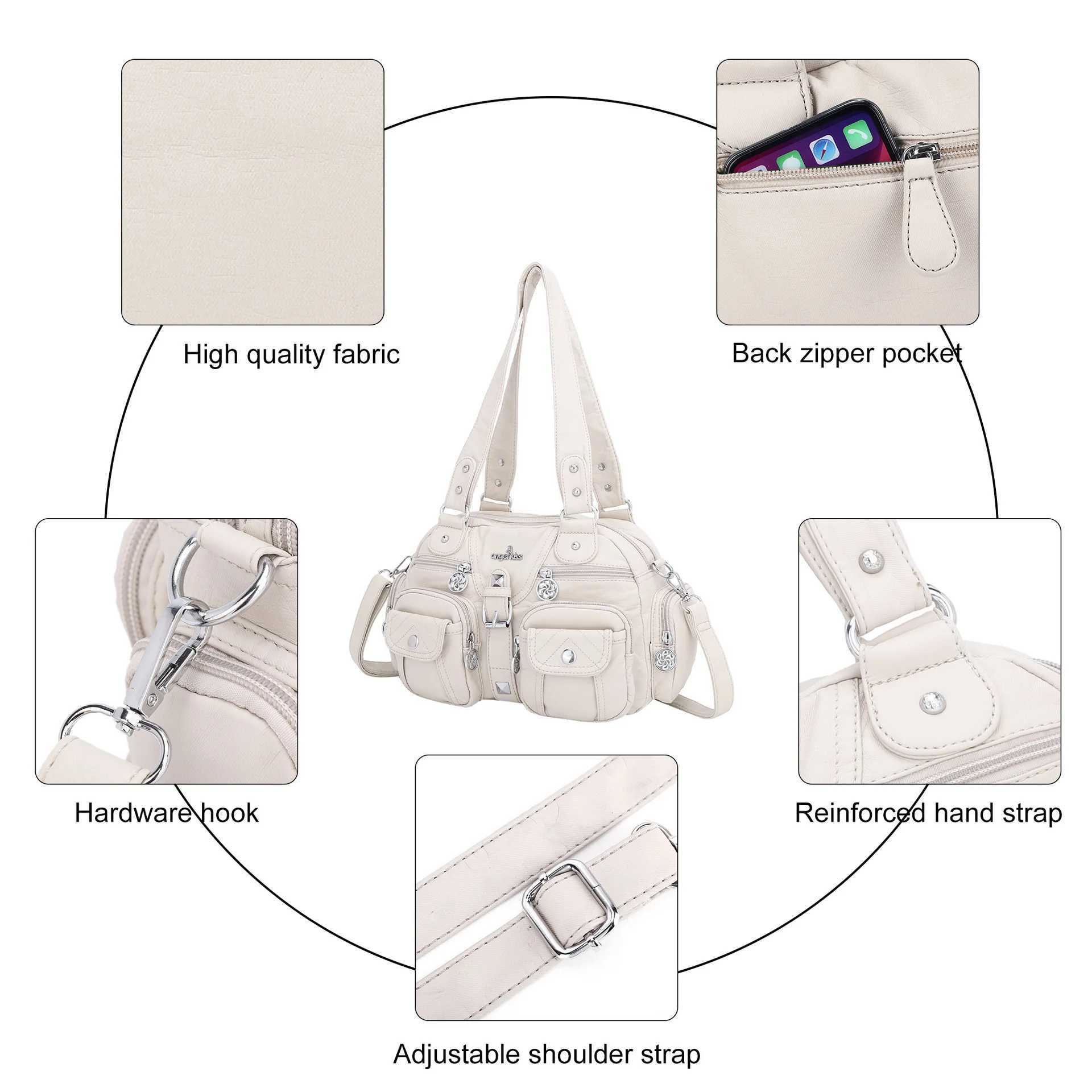 Angel Bag Wen Small Handbags Sahel Top-handle Handbag PU Shoder Bag 8x11 Dumpling Pack Tree-pockets Shoder Bags Z250514